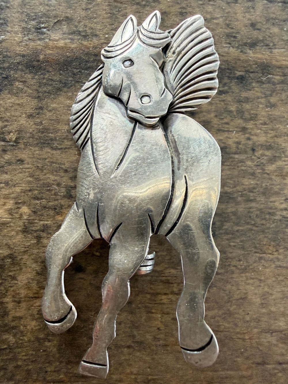 Vintage Native Navajo Sterling Silver Horse Pin Brooch Limbert Perry Signed